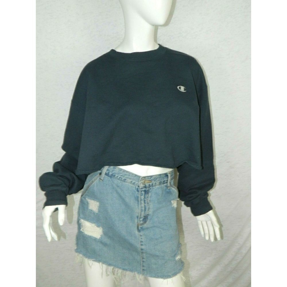 ‎Champion Cropped Cut Off Crewneck Sweatshirt Sz XL